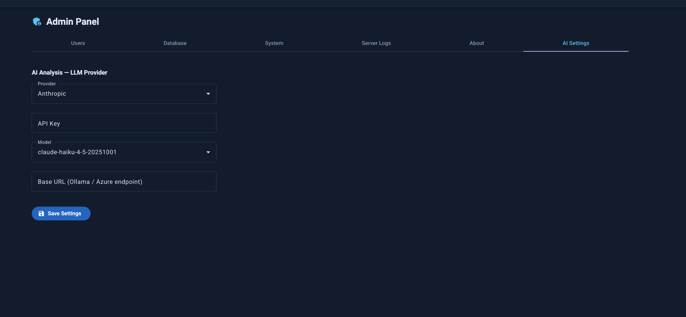Admin AI Settings